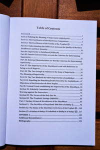 Table of contents of the book The Sublime Status of Sayyiduna Abu Bakr and Sayyiduna Umar