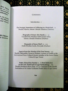 Table of contents of the book The Four Imams - A Forgotten Legacy